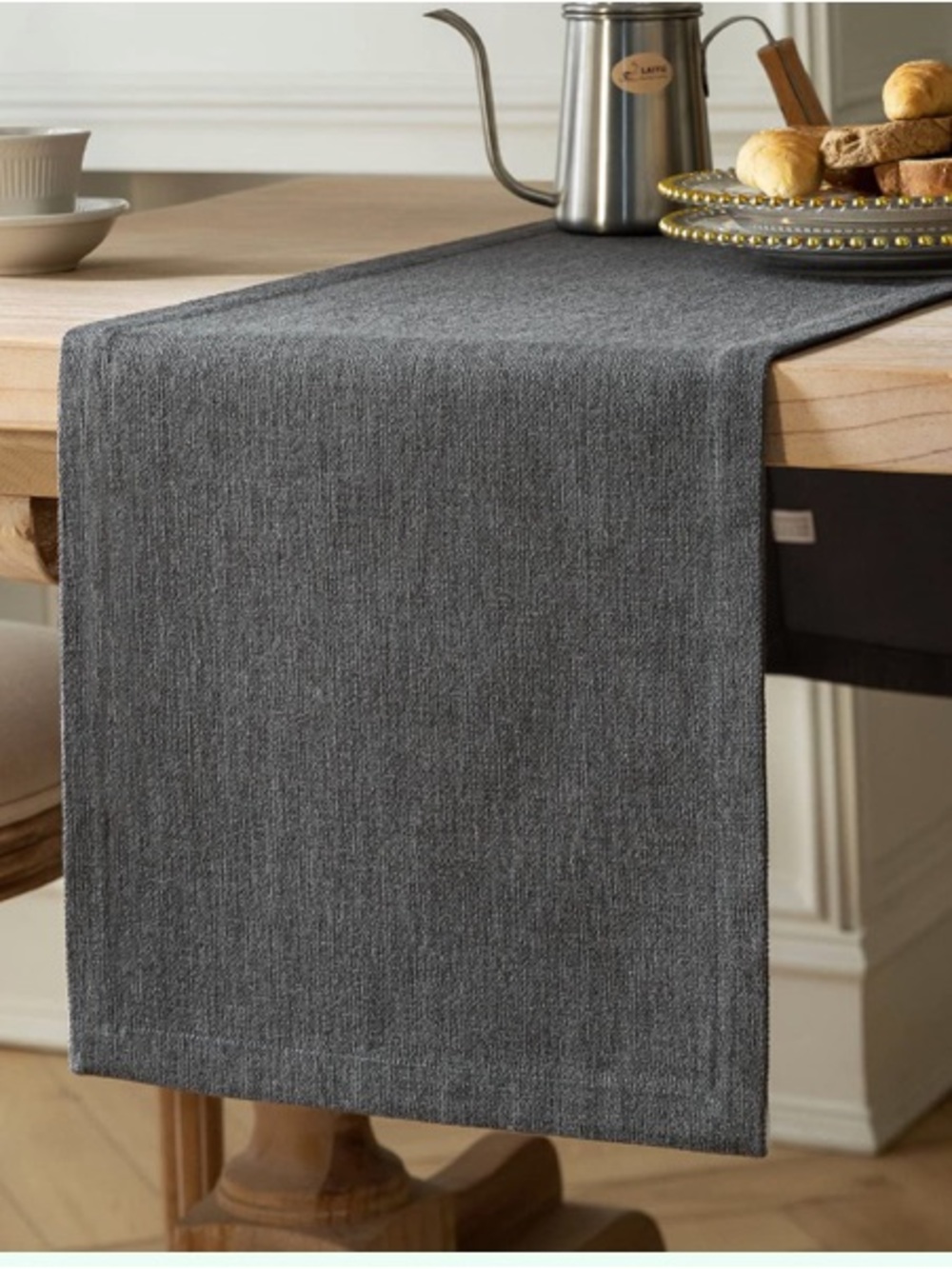Farmhouse Rustic CLASSIC Burlap Table Runner 14x108” - GRAPHITE GRAY